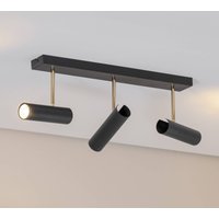 Luminex Plafonnier Axion, 3 lampes, noir/or, long, acier