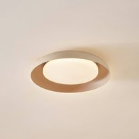 Lindby plafonnier LED Florie, beige, métal, Ø 40 cm