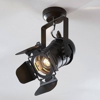 Lindby Tilen downlight, 1-bulb, black, metal, 38cm
