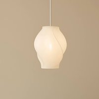 Lucande Tovina pendant light, textile, white, Ø35cm
