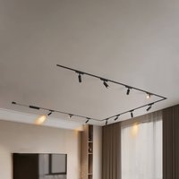 Lindby Track lighting system 48V Lumaro, spots, 11-bulb, black, Ø4cm, dimmable