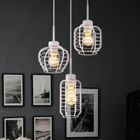 Hængelampe Nesa, Ø 37 cm, hvid/krom, metal, 3 lyskilder