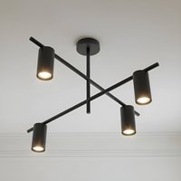Lindby taklampa Marilou, sandsvart, 4 lampor, Ø 70cm