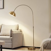 Lindby Lennart arc floor lamp, antique brass, metal, 183 cm