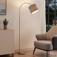 Lindby Keriba floor lamp, nickel/taupe, fabric, 150cm, E27