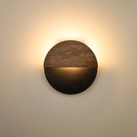 SIGMA Luna S LED wall light, black/wenge, steel, wood, 3,000 K