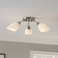 Milagro Lighting Portos ceiling light, 3-bulb, white/chrome, metal, Ø 54 cm