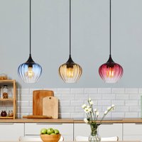 Globo Hänglampa Sander, längd 80 cm, färgad, glas, 3 lampor.