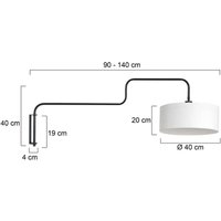 Steinhauer Vägglampa Bloeba, svart/vit, utsträckning 140 cm, linne