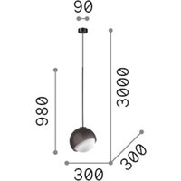 IDEAL LUX Bloom hanging light, Ø 30 cm, brass, metal/glass