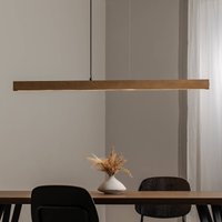 TK Lighting LED-hänglampa i trä Teo, furu, 126 cm, touchdimmer