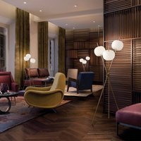 kdln LED floor lamp Kushi, brass-coloured, height 140 cm