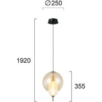 Viokef Adol LED hanging light, amber, Ø 25 cm, glass