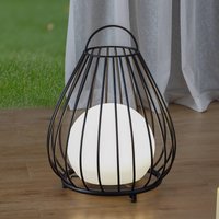 Lindby LED-solcellslampa Kelda, svart, metall, 38cm, dimbar.