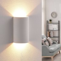 Lindby LED wall light Jenke, height 16 cm, white, plaster