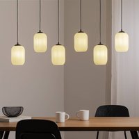 EMIBIG LIGHTING Verdi hanging light, length 115 cm, black/opal, glass, 6-bulb.