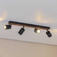 Envostar Tino downlight, 4-bulb, black/wood
