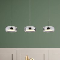Globo Livion LED pendant light, smoky grey/black, glass, 85 cm