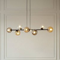EMIBIG LIGHTING Suspension Glassy, à 8 lampes, noir, graphite/ambre/clair