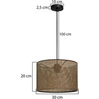 MODELSA Hänglampa Nara, brunt mönster, tyg, Ø 30 cm