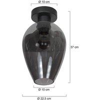 Steinhauer Taklampa Bloeba, svart/rökgrå, Ø 22 cm, glasdroppe