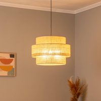 TK Lighting Suspension Calisto, Jute, brun naturel, 3 lampes, Ø 50 cm