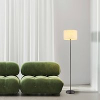 Globo Golvlampa Thea, kräm/matt svart, linne, höjd 160 cm