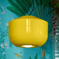 Ferroluce Bellota hanging light, ceramic, Ø 35 cm, yellow