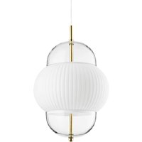 DESIGN BY US Pendant light Shahin XL, Ø 38 cm, 5-bulb, white / clear, glass