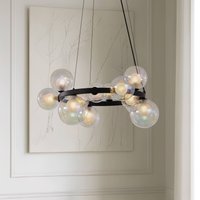 Lucande Marvi pendant light, Ø 68 cm, black, glass, metal