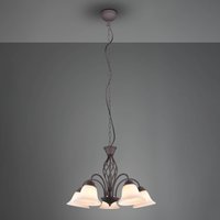 Trio Lighting Rustica hanging light, rust-coloured, five-bulb