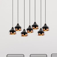 Opviq Suspension Yildo 6894, noir/cuivre, métal, à 7 lampes