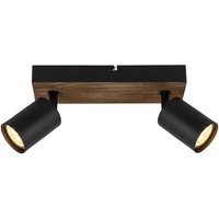 Brilliant Jello Wood wall light, black/wood 2-bulb