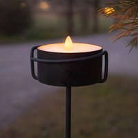 STAR TRADING LED candle Torch Candle black metal/wax battery operated