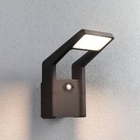 Paulmann LED utomhusvägglampa Juntea, aluminium, antracit, sensor