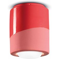 Ferroluce PI ceiling lamp, cylindrical, Ø 12.5 cm, red