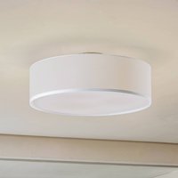 Lindby taklampa Sebatin, Ø 40 cm, vit, tyg, E27