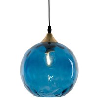 Holländer Hänglampa Cagliari 1 lampa glasskärm blå