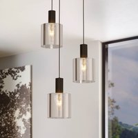 EGLO Gorosiba hanging light, black, Ø 41 cm, steel/glass, 3-bulb.