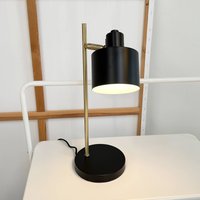 Dyberg Larsen Ocean table lamp, black/brass, 43 cm