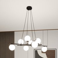 Euluna Glassy pendant light, crossed, 8-bulb, opal glass
