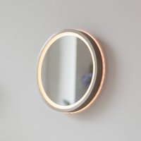 Paul Neuhaus Miroir mural LED VIDRO, bronze, Ø 26 cm, batterie externe, interrupteur