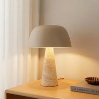 Lindby Magritt table lamp, beige, metal, stone, 41 cm