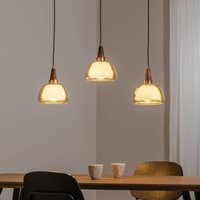 Lucea Ermo hänglampa, linjär, 3 lampor, mässing, längd 81 cm, glas