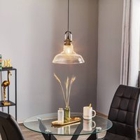 Lamkur Teo hanging light with glass shade, patinated
