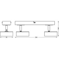 Spot pour plafond LED OSRAM PLUTO, blanc, 2 spots métalliques 3 000 K
