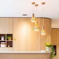 Segula Flow pendant light, oiled oak, E27