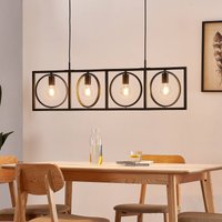 Lindby suspension Mateja, noir, métal, 112 cm, à 4 lampes.