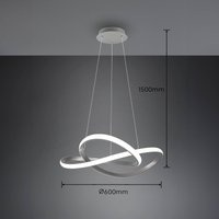 Reality Leuchten LED-pendellampa Course, matt nickel, 4.000 K, Ø 60 cm, metall