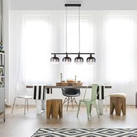 JUST LIGHT. GmbH Zea pendant light, 4-bulb, smoky grey/black, glass, E14